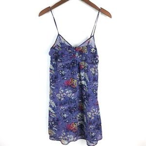 American Eagle Outfitters Dress 4 Purple Floral Chiffon Sleeveless Side Zipper